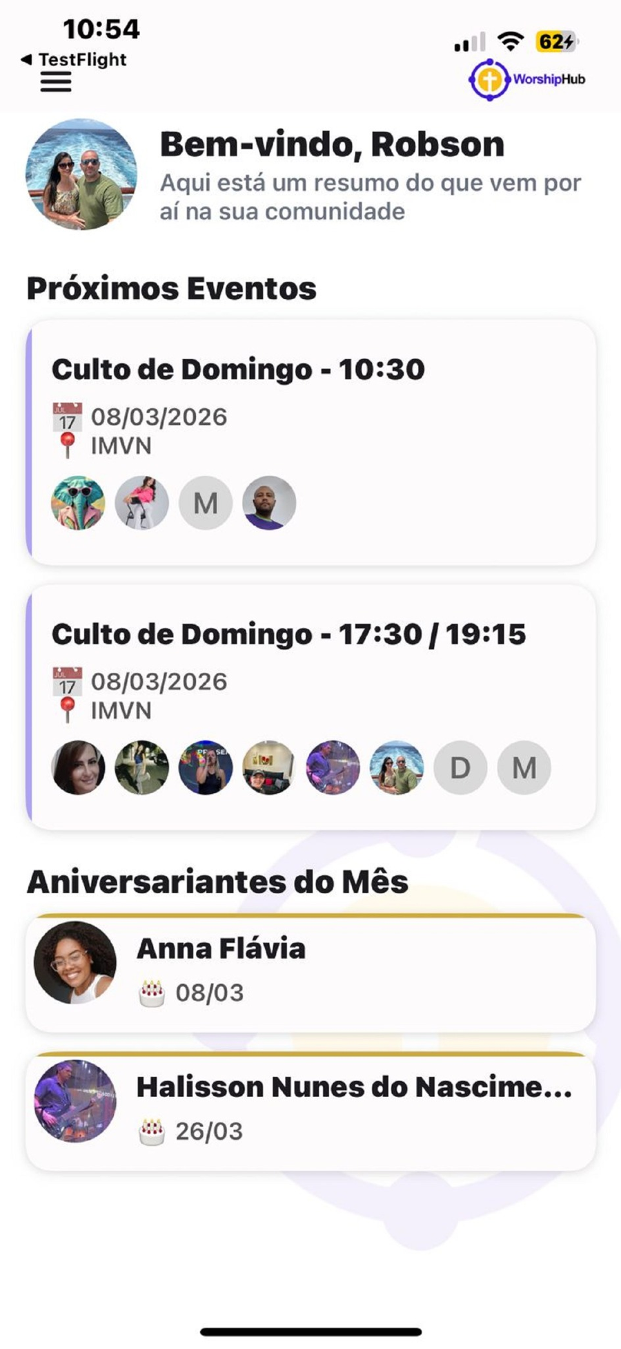 Tela inicial do app